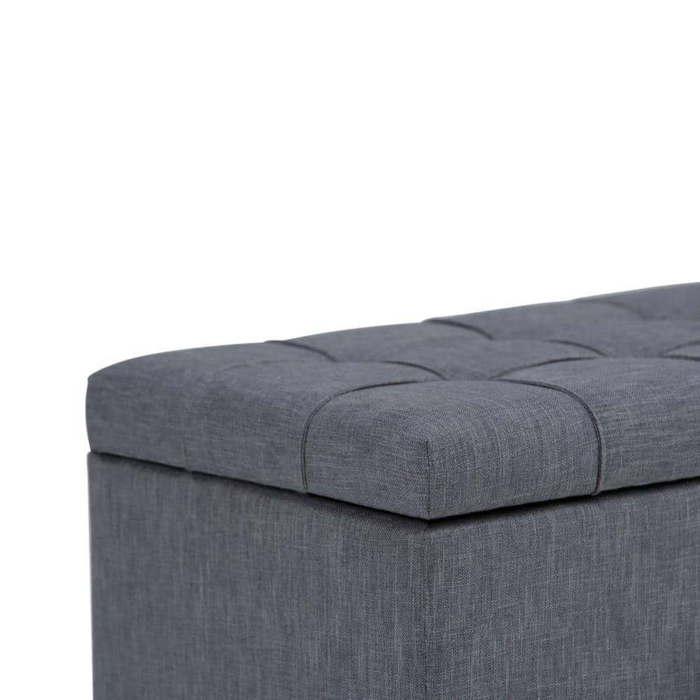 Simpli Home Sienna 33"W Upholstered Storage Ottoman Bench with Lift-Up Tufted Top