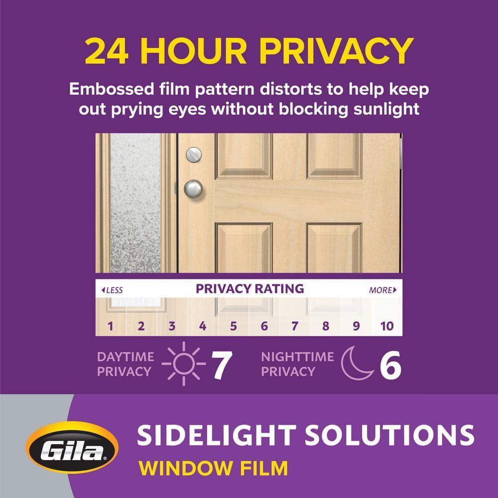 Gila® Privacy Décor Frosted Glass Sidelights Entryway Residential Window Film DIY Static Cling No Glue No Adhesive 1ft x 6.5ft (12in x 78in) (6.5 sq ft)