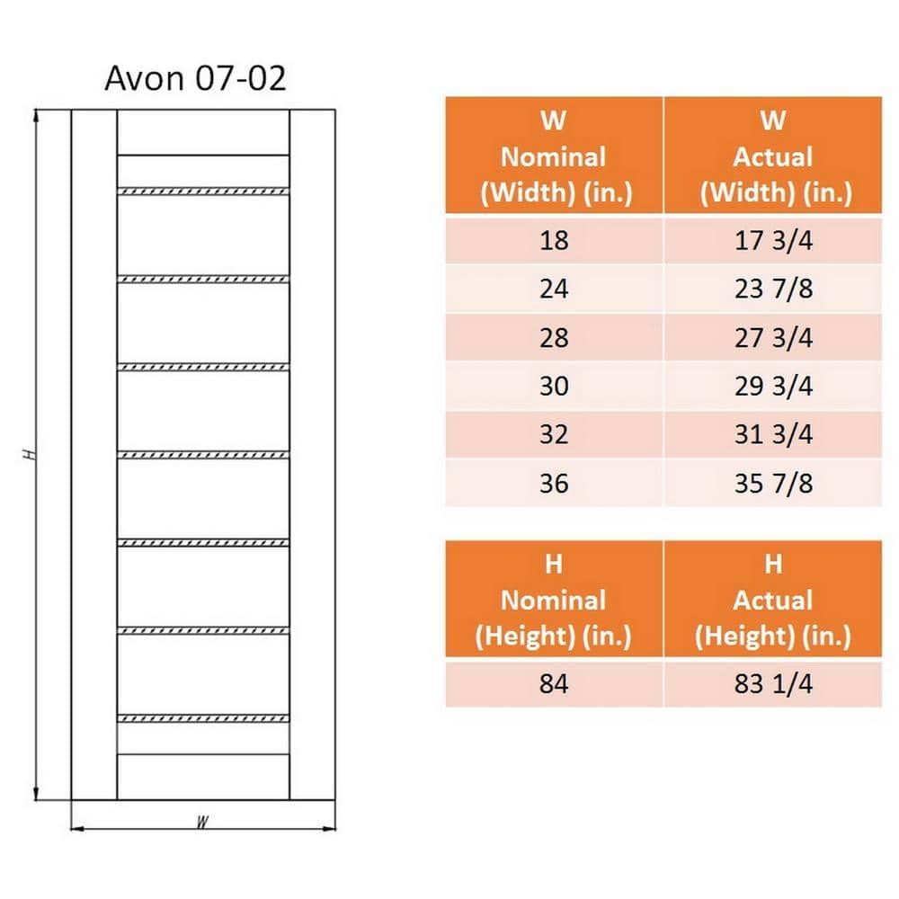 Belldinni Avon 07-02 Paneled Manufactured Wood and Frosted Glass Interior Door Slab