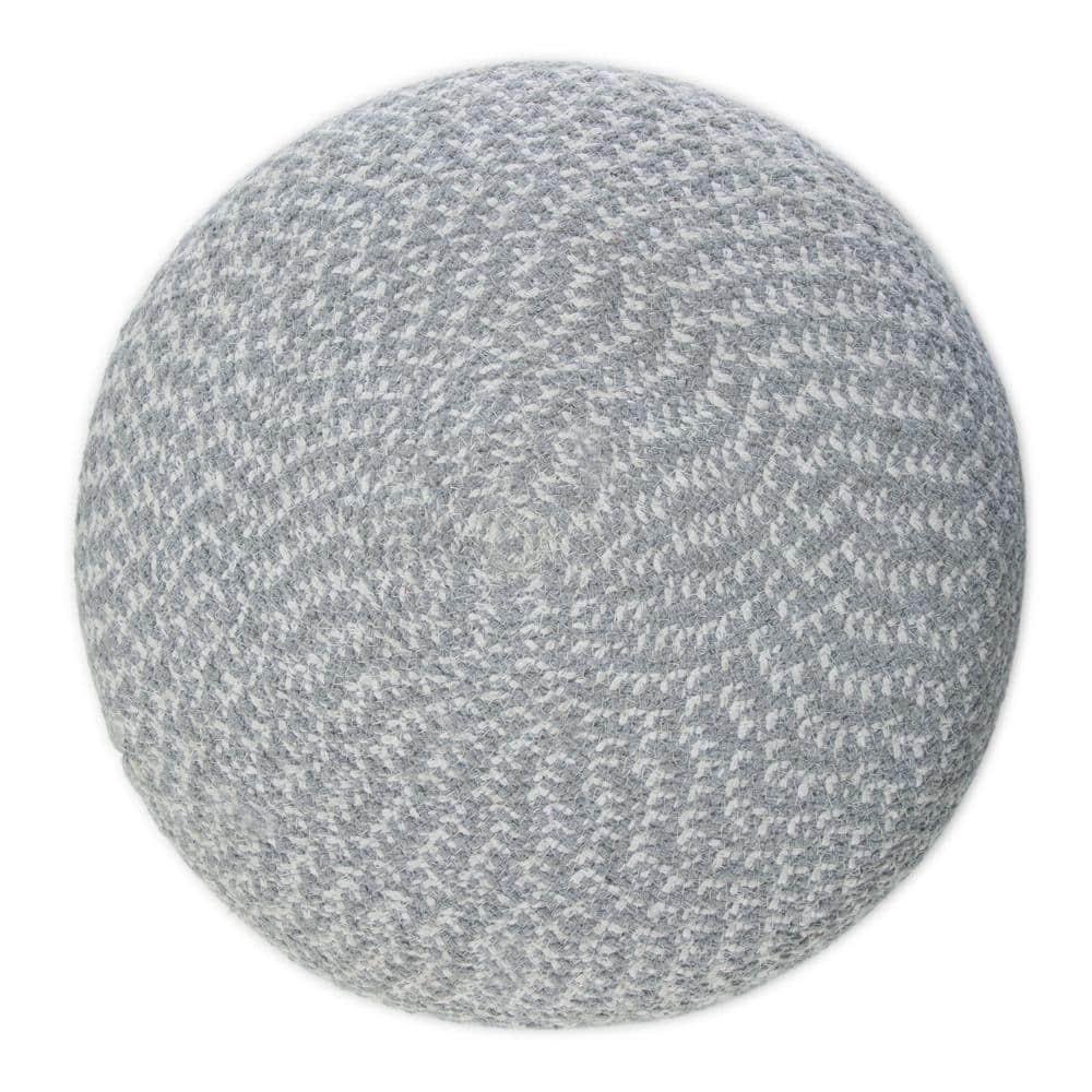 SIMPLIHOME Bayley Boho Round Braided Pouf in Blue, Natural Cotton for the Living Room, Bedroom and Kids Room