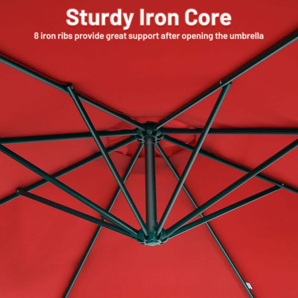 Costway  10 FT Patio Offset Umbrella w/8 Ribs Cross Base Tilt Claret