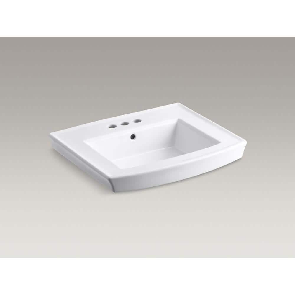 Archer® Vitreous China Rectangular Pedestal Bathroom Sink with Overflow