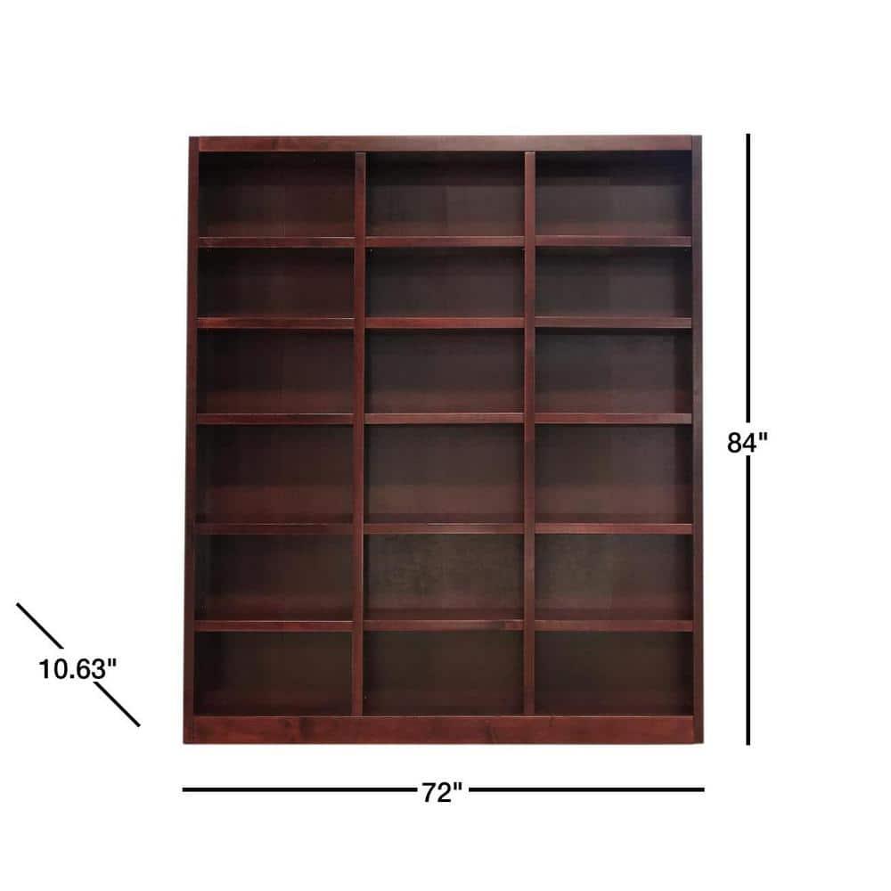 Winston Porter Aliette Triple Wide Wood Bookcase, 18 Bookshelf, 84 inch Tall Storage and Display Bookshelf for Home Office and Living Room