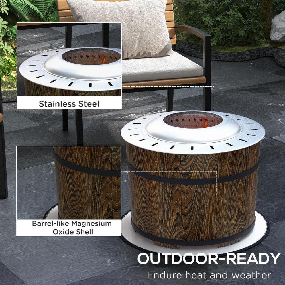 SHANRUGUOJI Outsunny Smokeless Fire Pit With Fireproof Mat, 20" Barrel Style Portable Wood Burning Firepit, Magnesium Oxide Low Smoke Camping Bonfire Stove For Backyard, Patio, Picnic