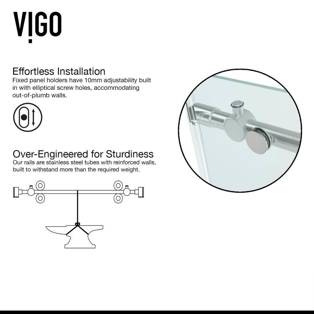 VIGO Winslow 48" W x 36" D x 80" H Sliding Frameless Shower Enclosure with 3/8  Clear Glass&Base VG6051STCL48WL