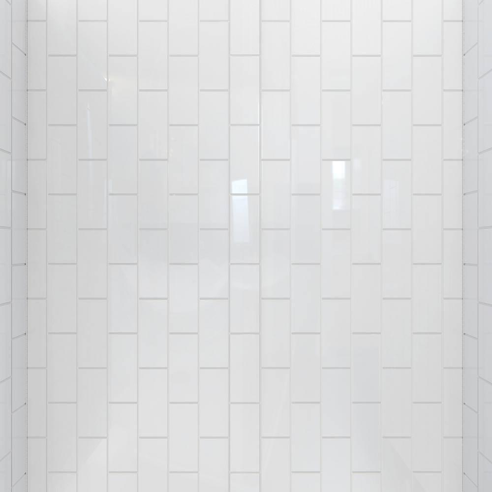 Infinity-Z Brushed Nickel Sliding Shower Door with White Acrylic Wall Kit