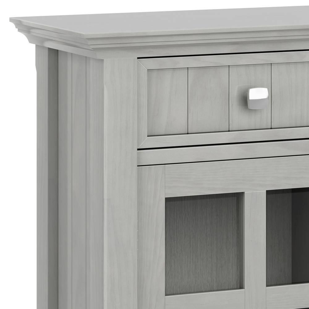 Simpli Home Acadian 36"W Solid Wood 2-Shelf Entryway Storage Cabinet with Glass Doors and 2 Drawers