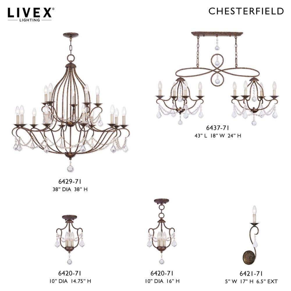 Livex Lighting Chesterfield 2 - Light Wall Light in  Hand Applied Venetian Golden Bronze