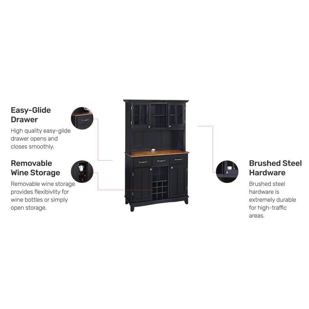 Large Buffet of Buffets Server with Hutch and Oak Top Black - Homestyles