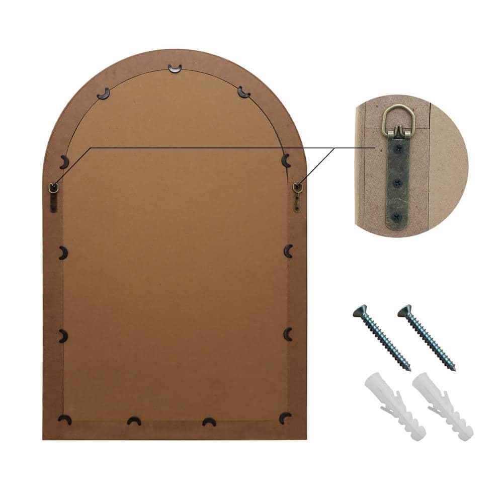 Parisloft Boho Arch Rattan Mirror - 25.5 x 37.4 Inch, Decorative Wall Mirror for Bathroom, Bedroom or Living Room, Natural