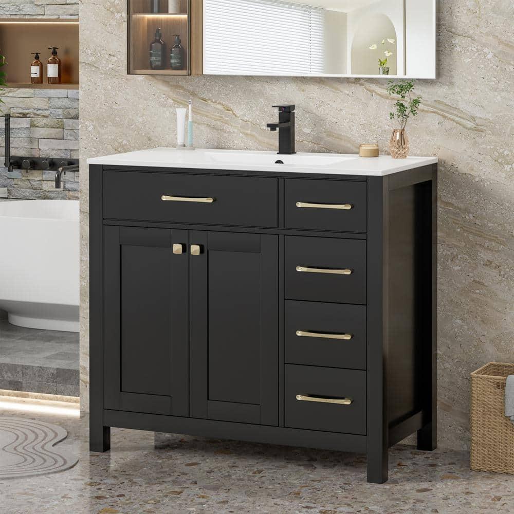 Eclife 36" Single Bathroom Vanity Set with Ceramic Sink Top, Water Saving Faucet