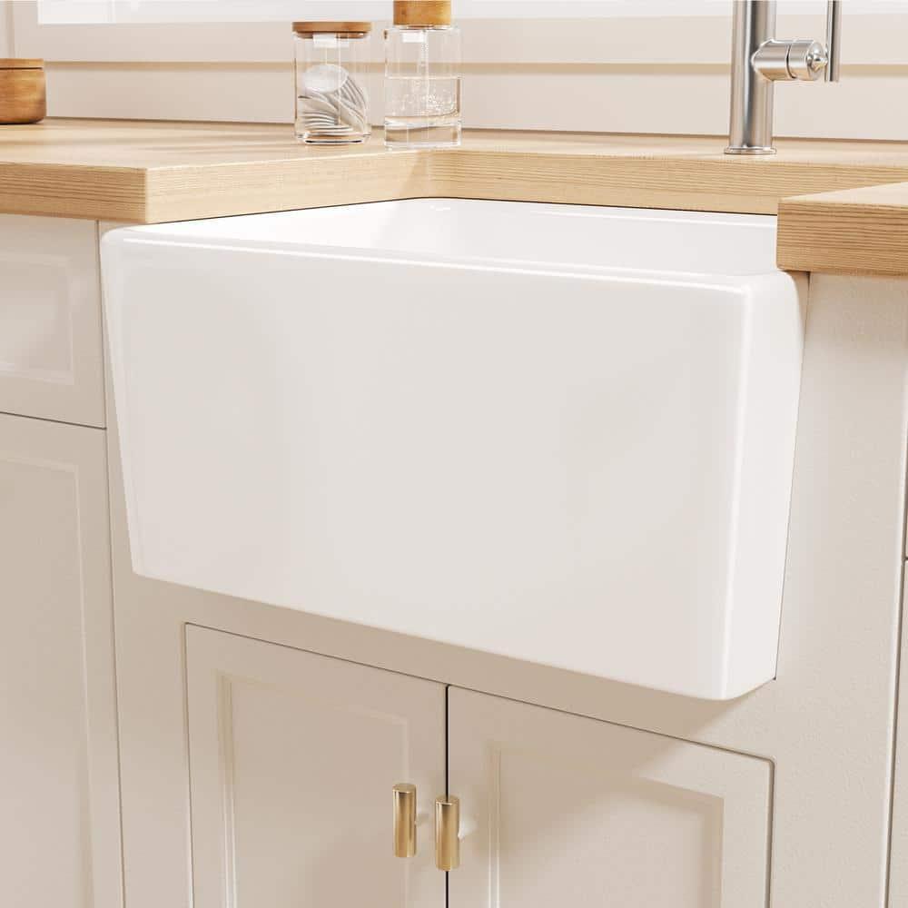 Denbigh 21" L x 16" W Farmhouse Apron-Front Kitchen Sink with Sink Grid and Pop-Up Drain, Laundry Sink
