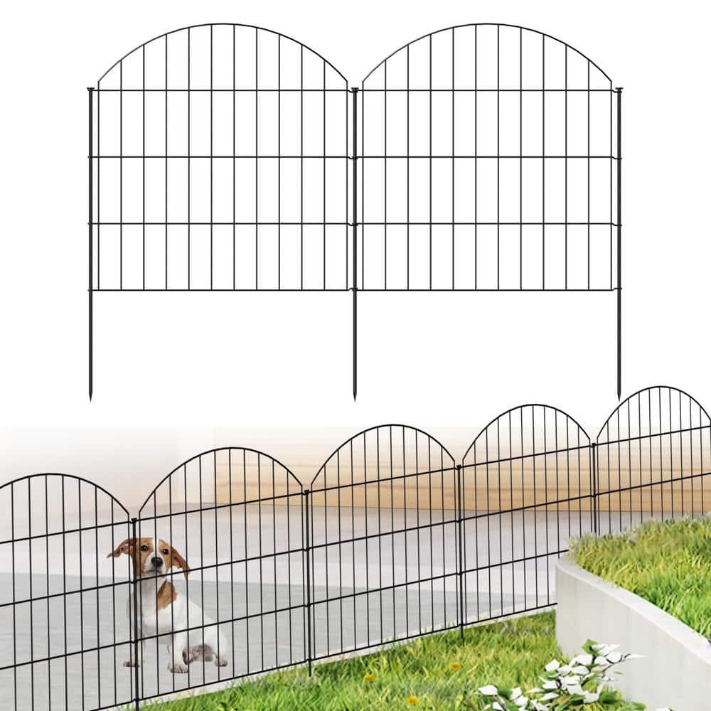 Metal Garden Fence 28in (H) X 11.7ft (L), 5 Panels + 6 Stakes Rustproof Border Fence Animal Barrier for Dog, No Dig Garden Fencing for Yard Flower Bed Patio Outdoor, CTW2828 Black