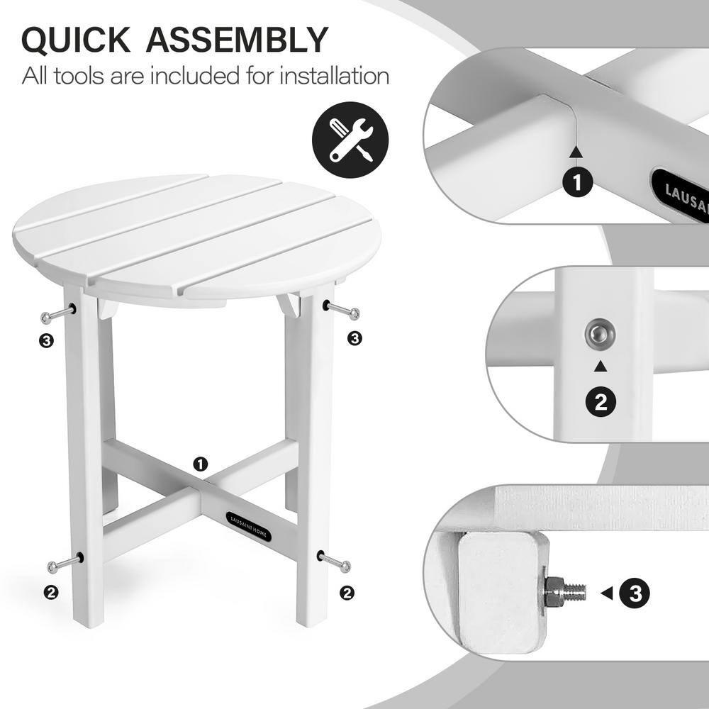 White Round Plastic Outdoor Adirondack Side Table