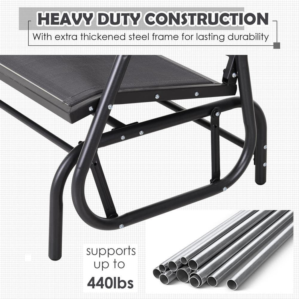 Outsunny 2-Person Outdoor Glider Bench, Patio Double Swing Rocking Chair Loveseat w/Powder Coated Steel Frame for Backyard Garden Porch, Gray