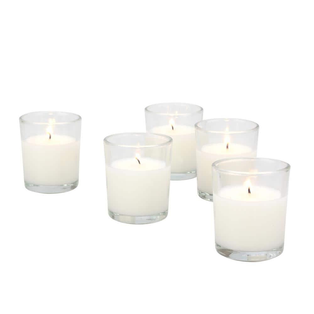 The Party Aisle™ Stonebriar Unscented Votive Candle with Glass Holder (Set of 48)