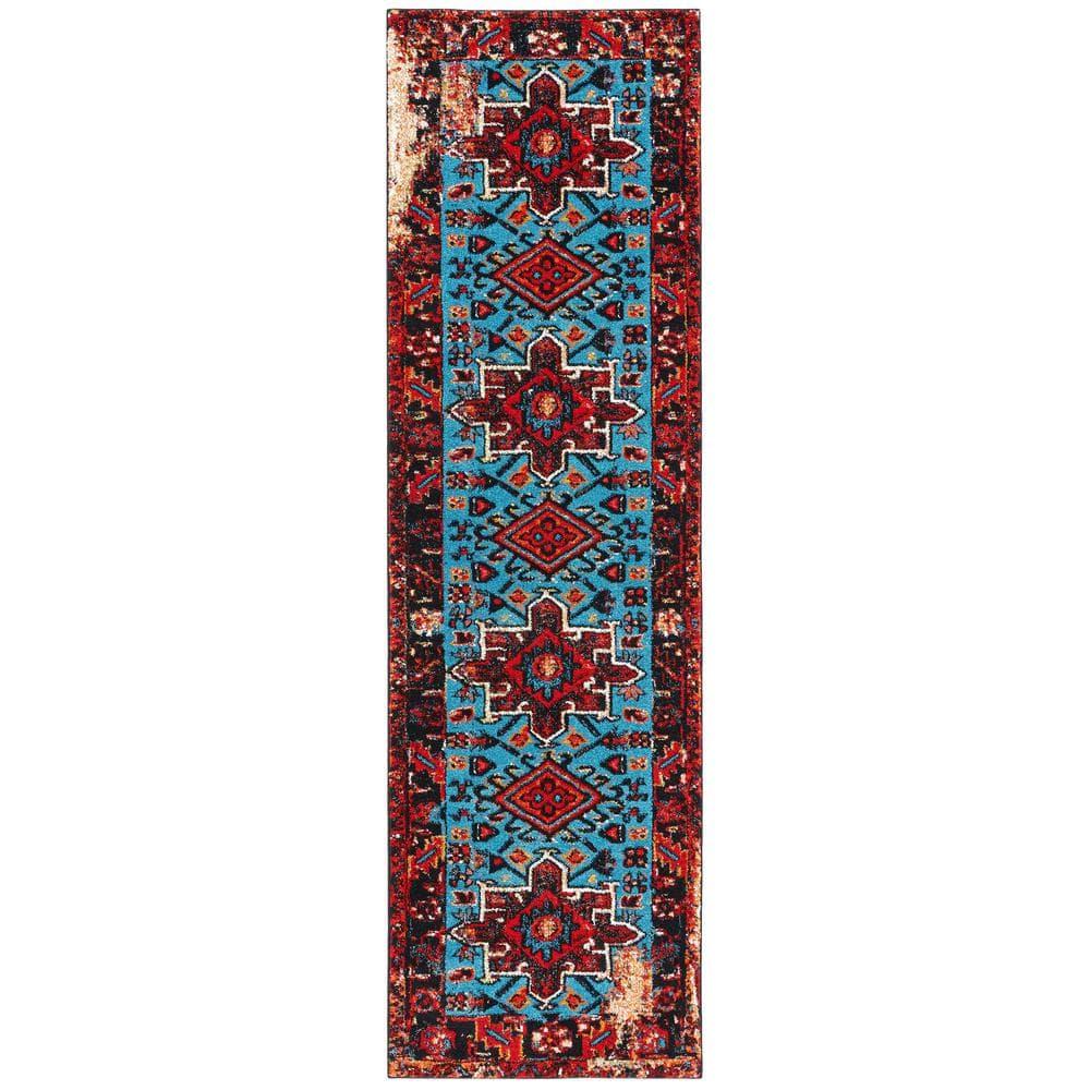 Vintage Hamadan VTH211 Power Loomed Indoor Runner Rug - Red/Light Blue - 2'3"x6' - Safavieh
