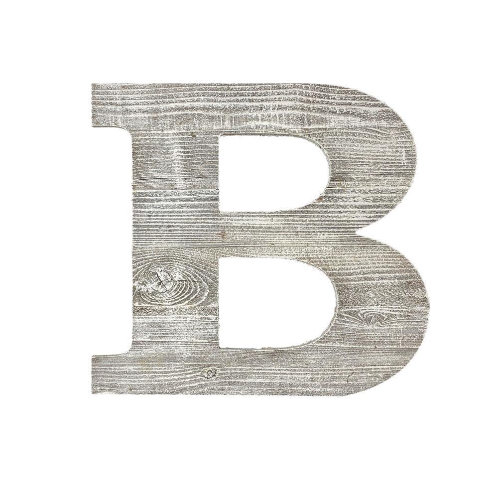 Rustic Large 16 in. Tall White Wash Decorative Monogram Wood Letter (B)