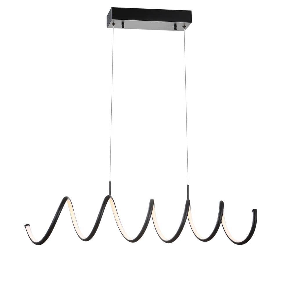 Ali 31" Dimmable Adjustable Integrated LED Metal Linear Pendant, Black