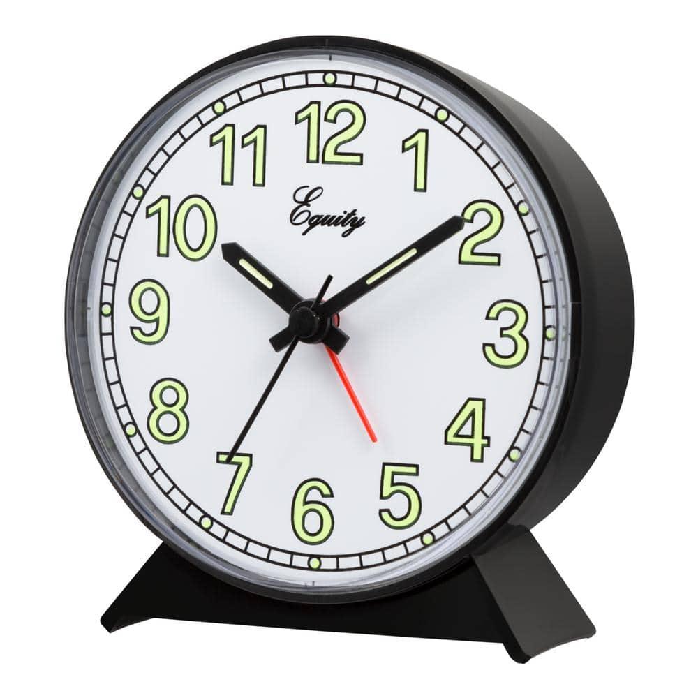 Equity Battery-Operated Black Analog Quartz Alarm Clock, 14077
