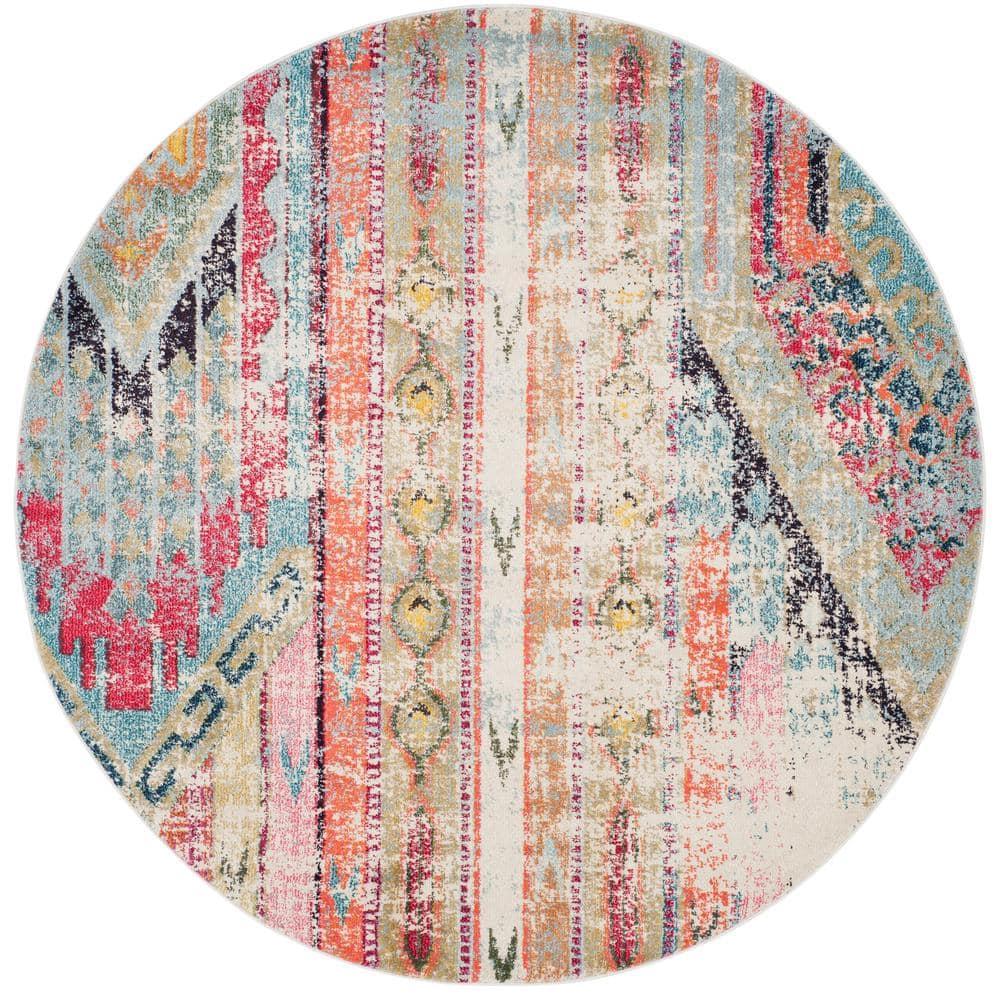 Monaco MNC222 Power Loomed Indoor Area Rug - Multi - 9' Round - Safavieh