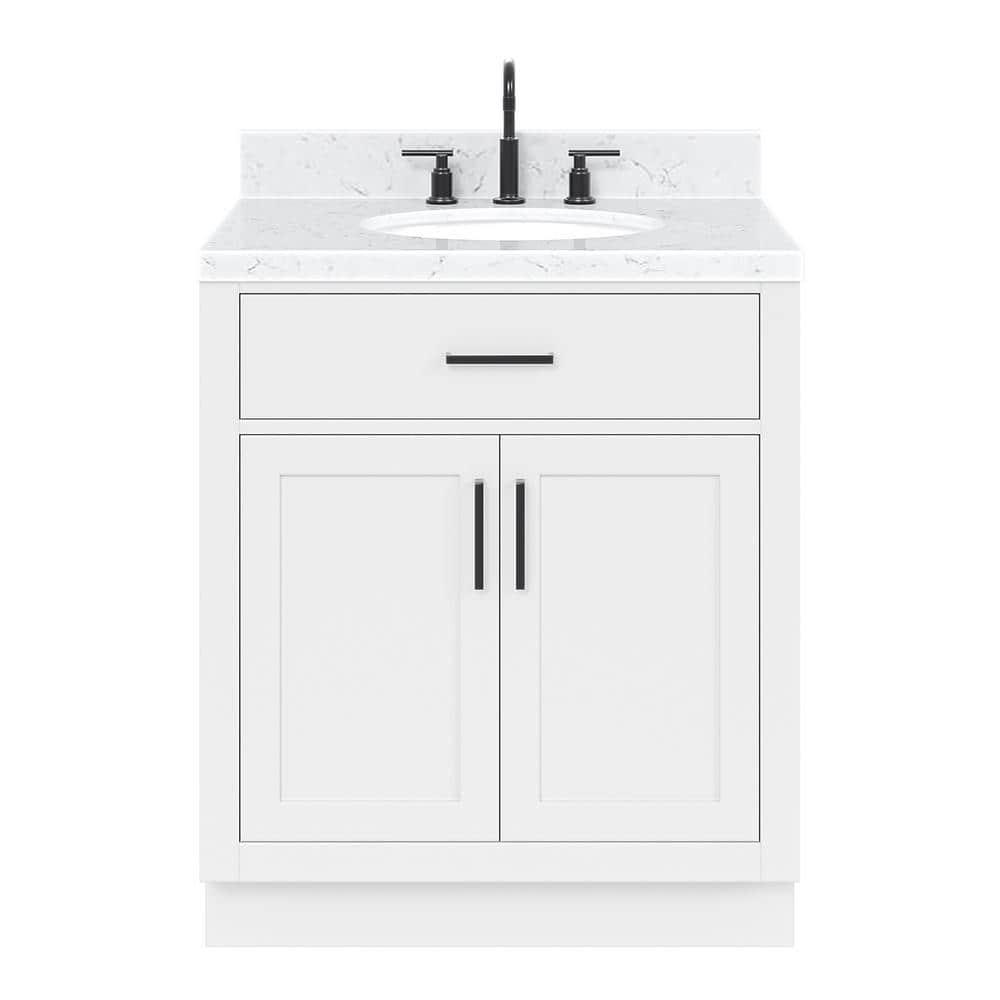 Tidworth 30.25'' Single Bathroom Vanity with Carrara Quartz Top