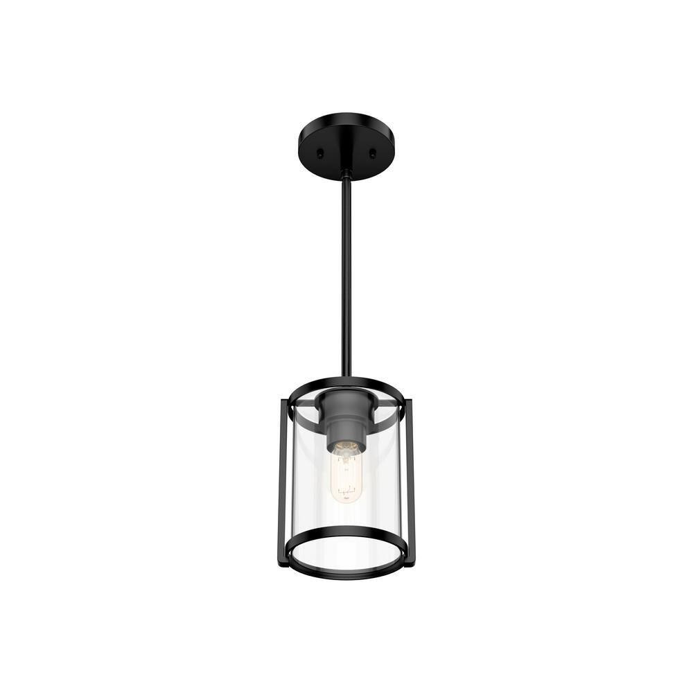 Astwood Clear Glass Mini Pendant Ceiling Light Fixture Matte Black - Hunter Fan: UL Listed, Adjustable Height