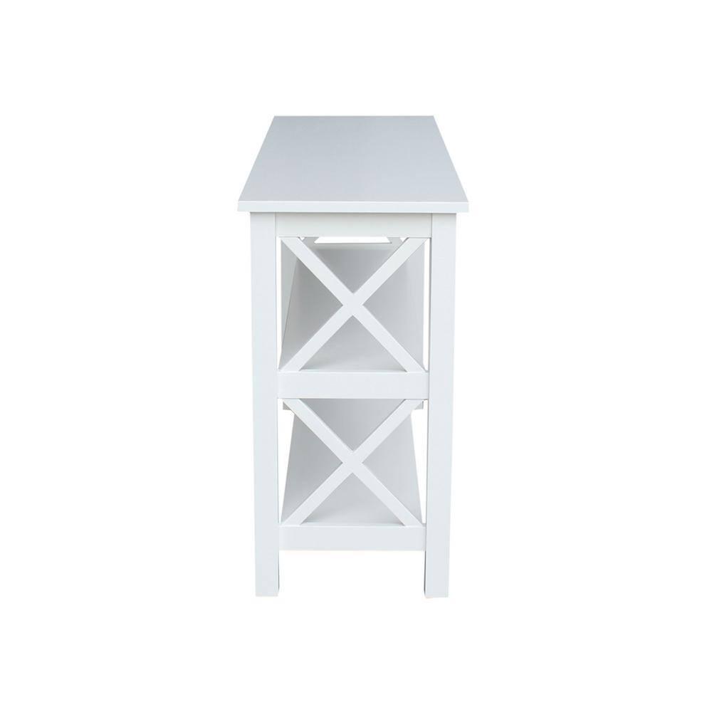 Hampton Console Table White - International Concepts: Hardwood Entryway Table with Fixed Shelves