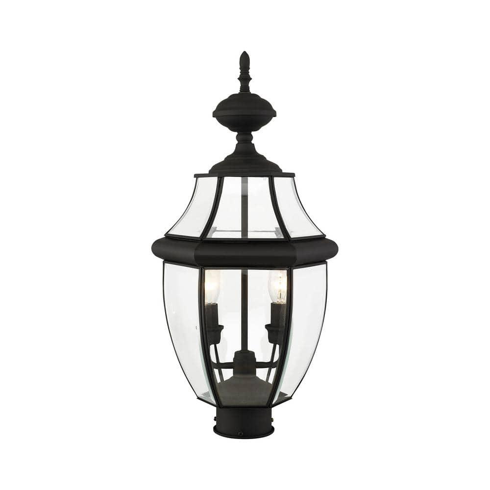 Lighting Lumens 2 Light Verdigris Outdoor Post Lantern Pendant - Clear Beveled Glass Shade