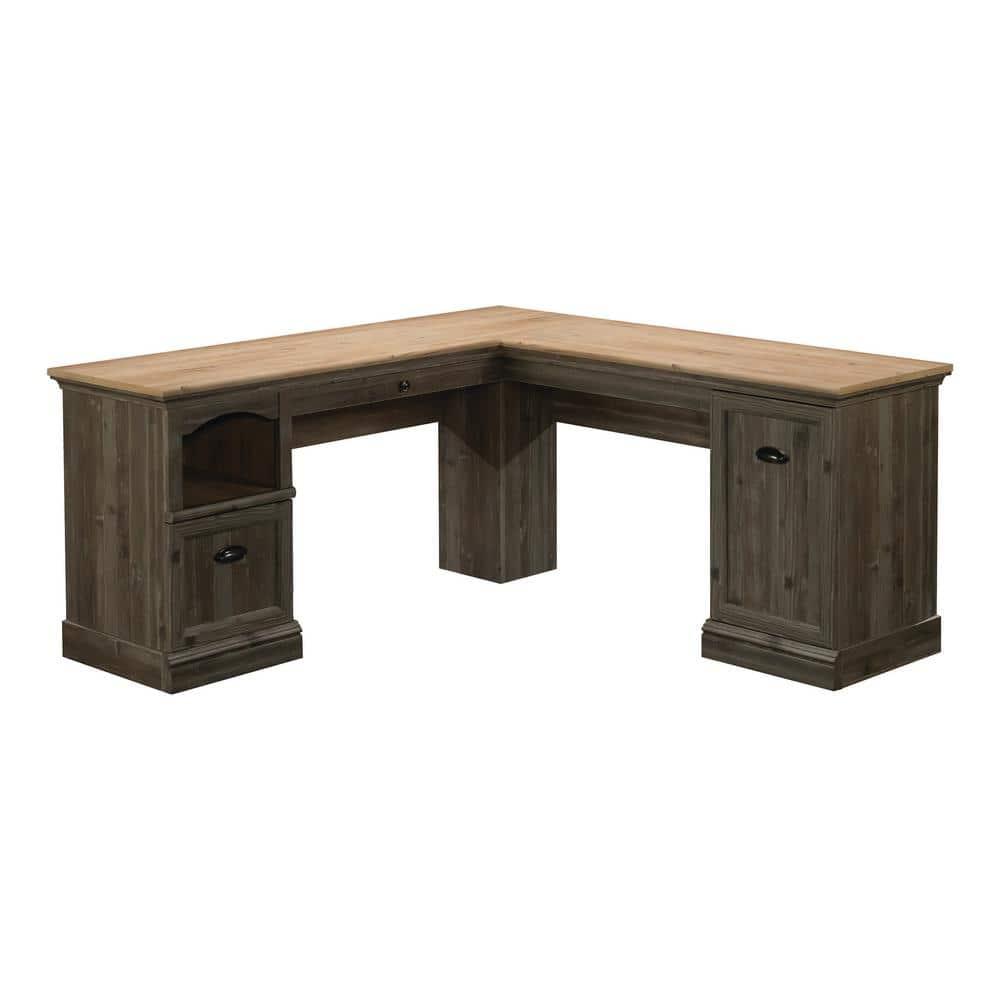 Sauder Sonnet Springs Engineered Wood L-Shaped Desk in Pebble Pine