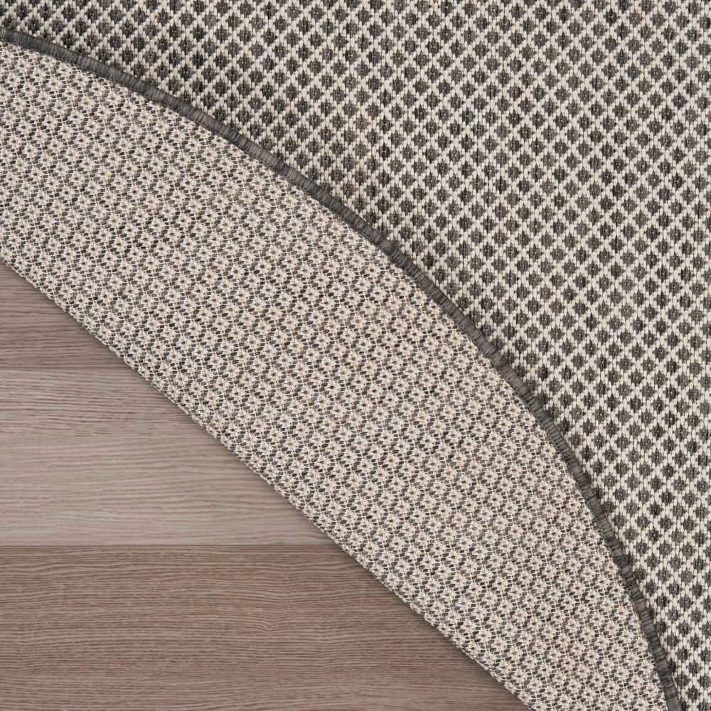 Nourison 4' x 4' Courtyard Modern Easy Care Flatweave Indoor Outdoor Round Rug Ivory/Charcoal