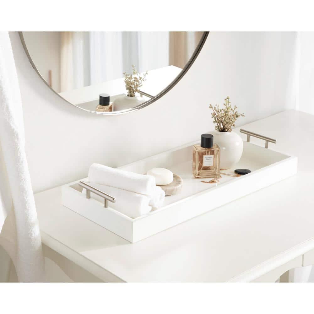 Kate and Laurel Lipton Tray, 10x24, White and Silver