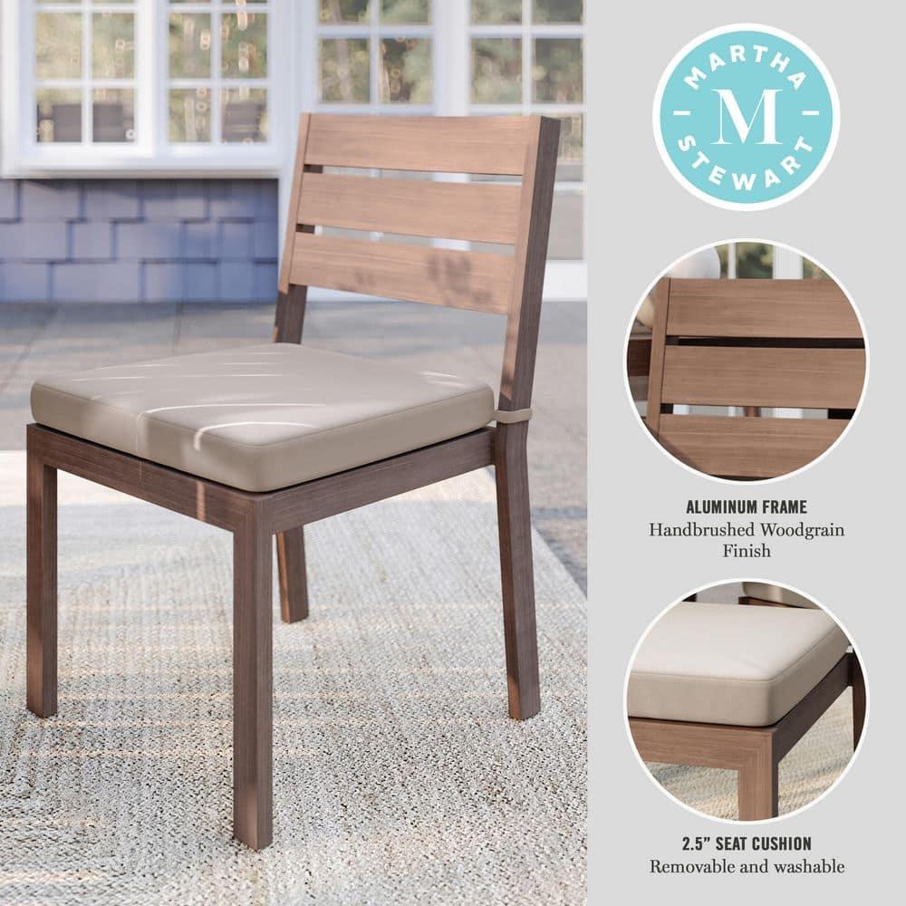 Martha Stewart Martha Stewart Bedford All-Weather Stacking Patio Side Dining Chair With Seat Cushion