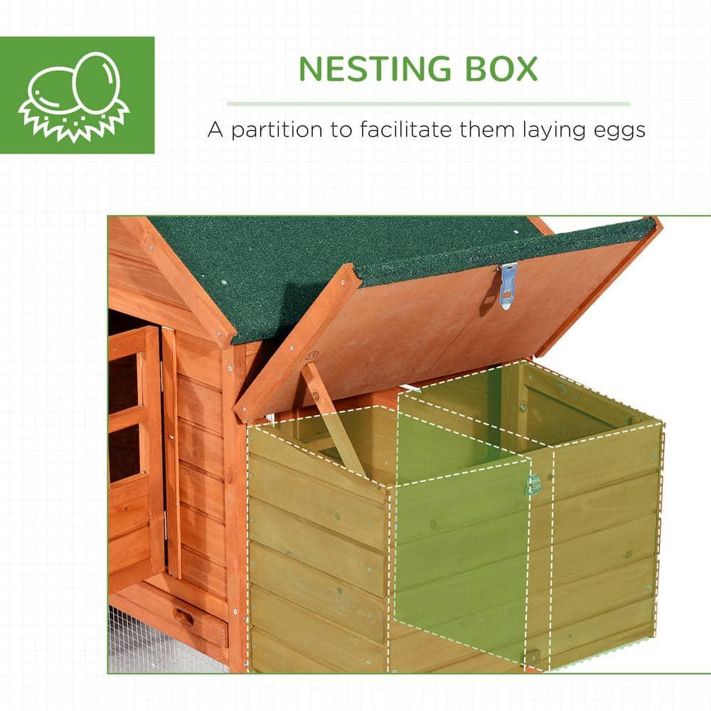 PawHut 124" Dual Chicken Coop, Wooden Large Chicken House, or Rabbit Hutch, Hen Poultry Cage Backyard with Outdoor Ramps and Nesting Boxes, Natural