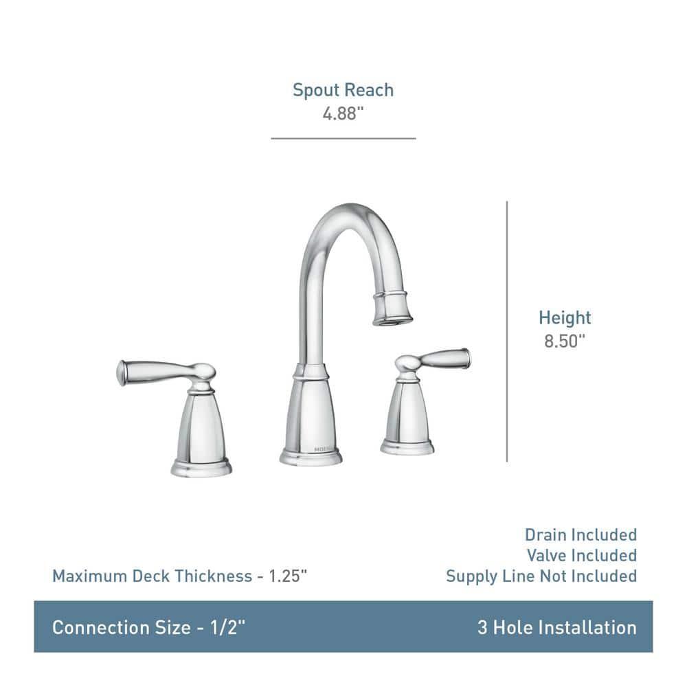 Moen Banbury 8 In. Widespread Double Handle High-Arc Bathroom Faucet In Mediterranean (Valve Included)
