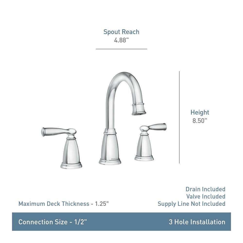 Moen Banbury 8 In. Widespread Double Handle High-Arc Bathroom Faucet In Mediterranean (Valve Included)