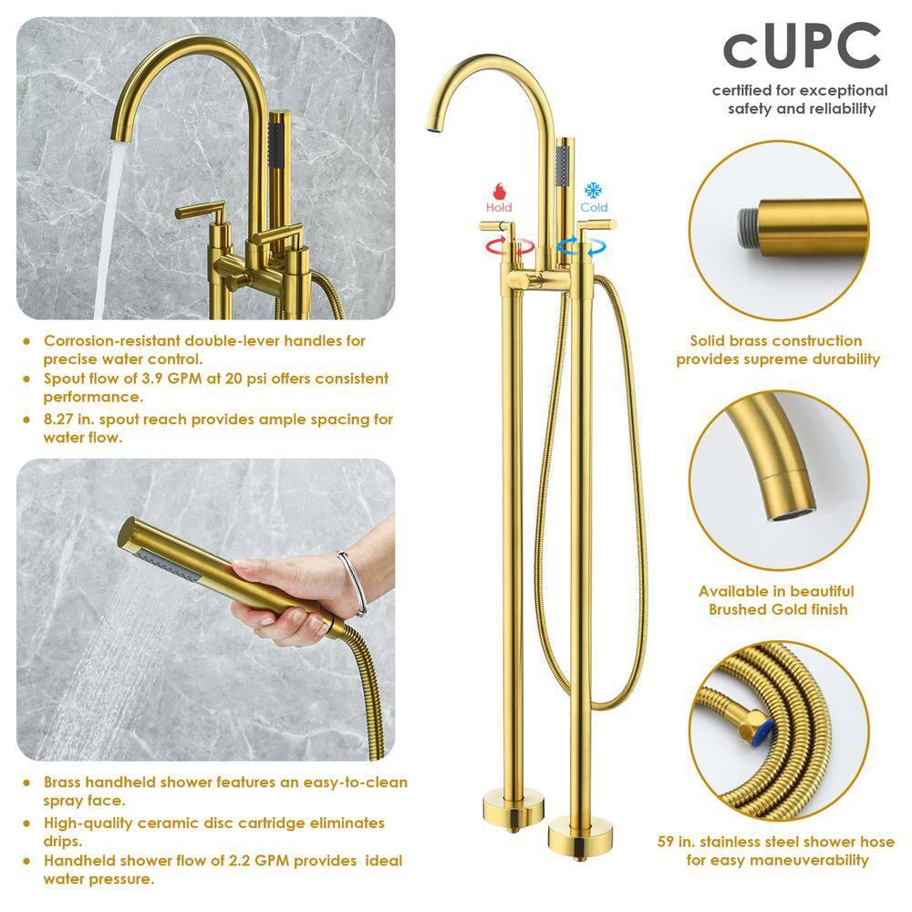 Gnosall 2 Handle Floor Roman Tub Faucet with Diverter