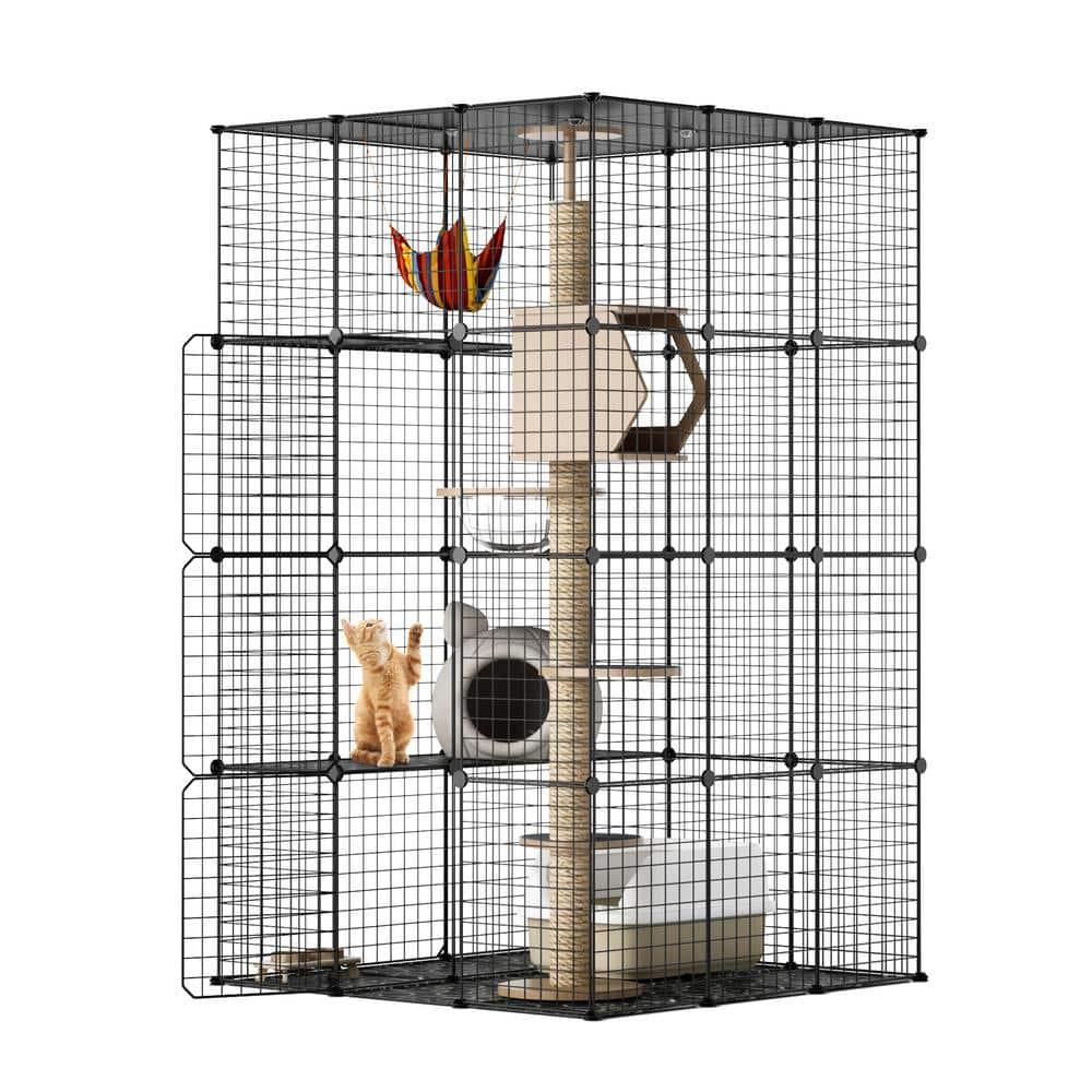 Coziwow Extra Large DIY Cat Cage Playpen, Metal Wire Kennels, Pet Cage for Rabbit Small Animal Indoor, Black