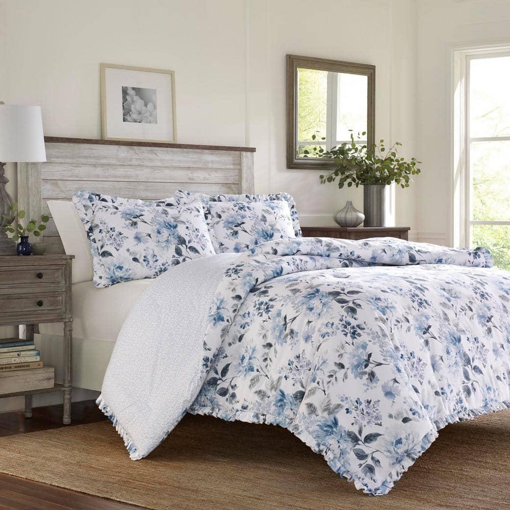 Laura Ashley Laura Ashley Chloe Blue Cotton Comforter Set
