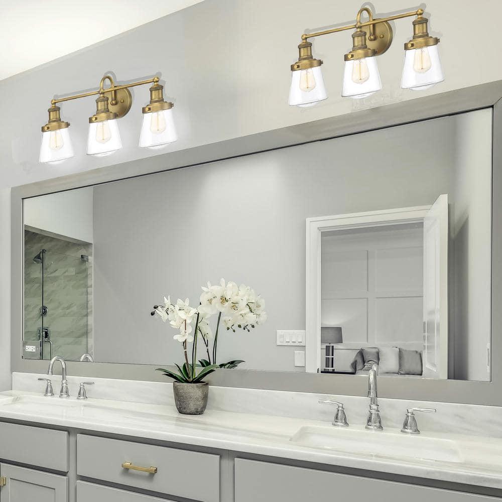 Designers Fountain Taylor 3 Light Old Satin Brass Bathroom Vanity Light Fixture, 69503-OSB