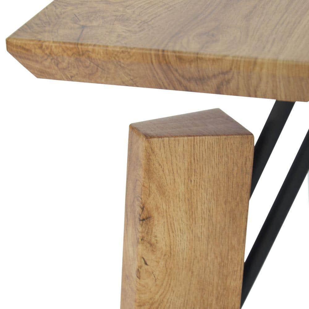 Rectangular Wooden Coffee Table with Block Legs, Natural Brown