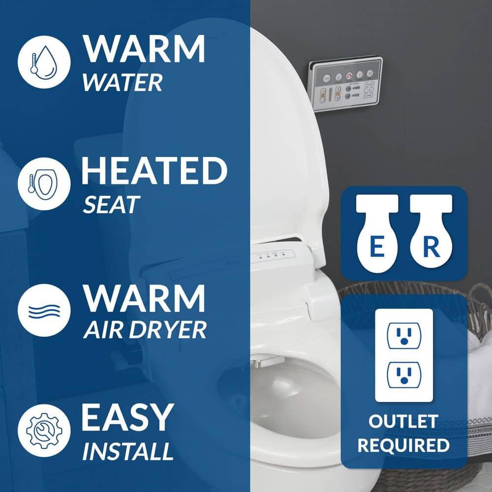 Bio Bidet by BEMIS 7ZBB1000R DRY BB1000 Round Bidet Toilet Seat, Electric, Warm Water with Air Dryer + 6 Bidet Towels