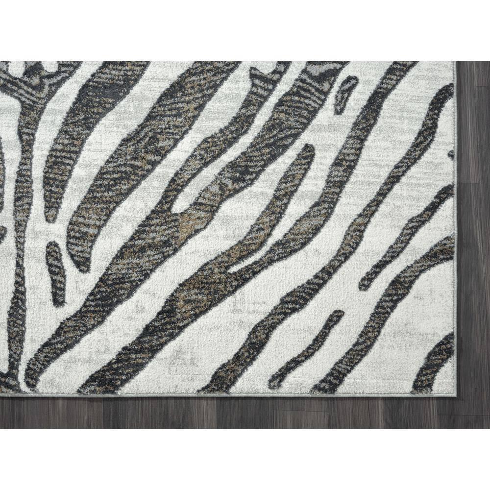 Abani Nova NOV170B Grey Brown Zebra Print Area Rug 6' x 9' - Grey