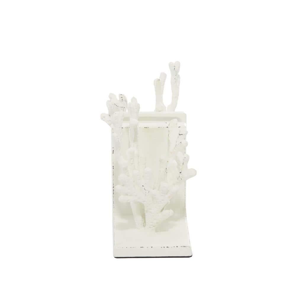 DecMode 5" Coral White Metal Bookends (Set of 2)