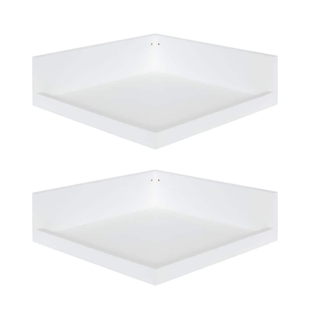 Kate & Laurel All Things Decor 4.5" x 2.2" 2pk Levie Floating Corner Wooden Wall Shelf Set White - Modern Ledge, No Assembly Required