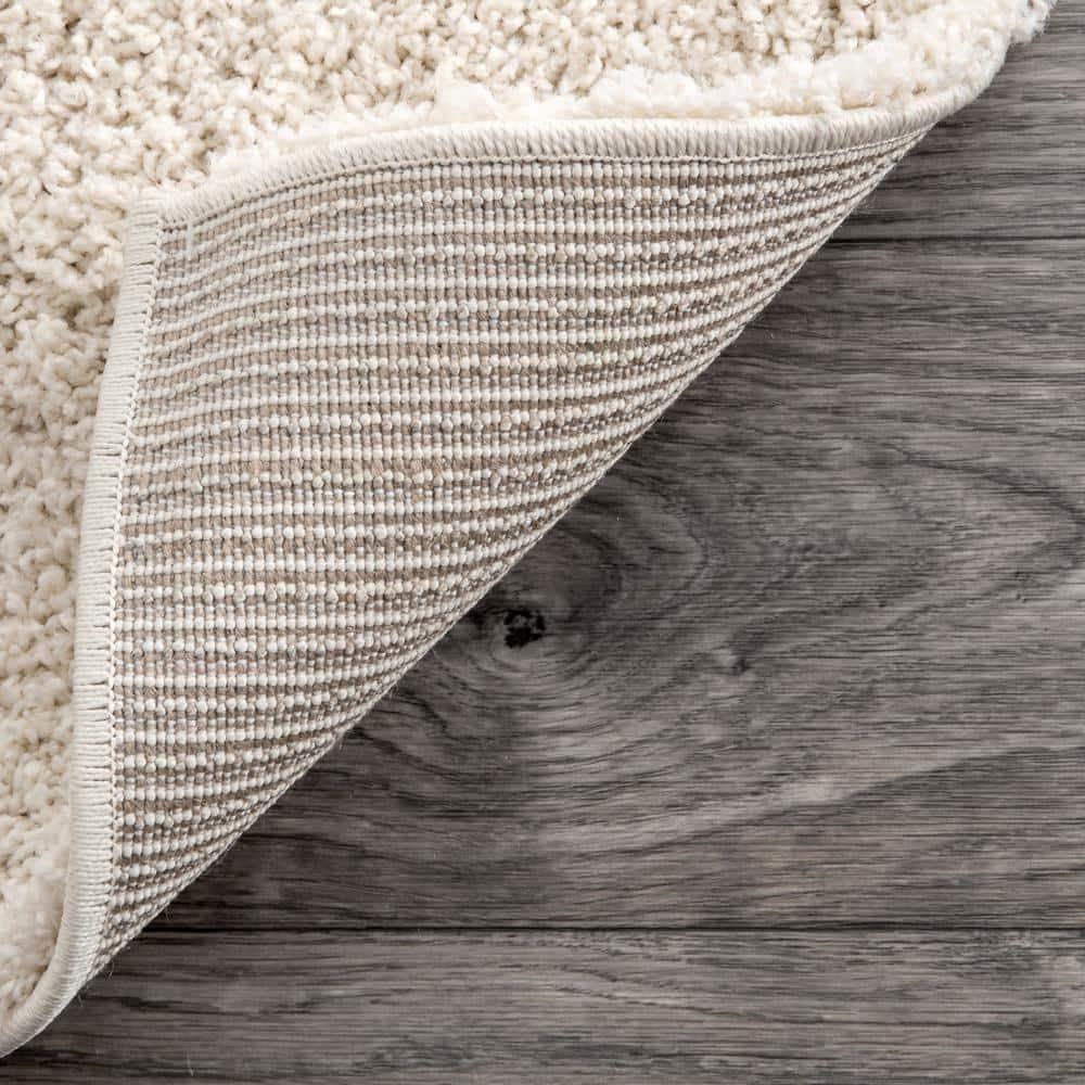 Nuloom Carolyn Abstract 8 Square Shag Indoor Area Rug for Living Room Bedroom Dining Room Nursery, Cream/Beige
