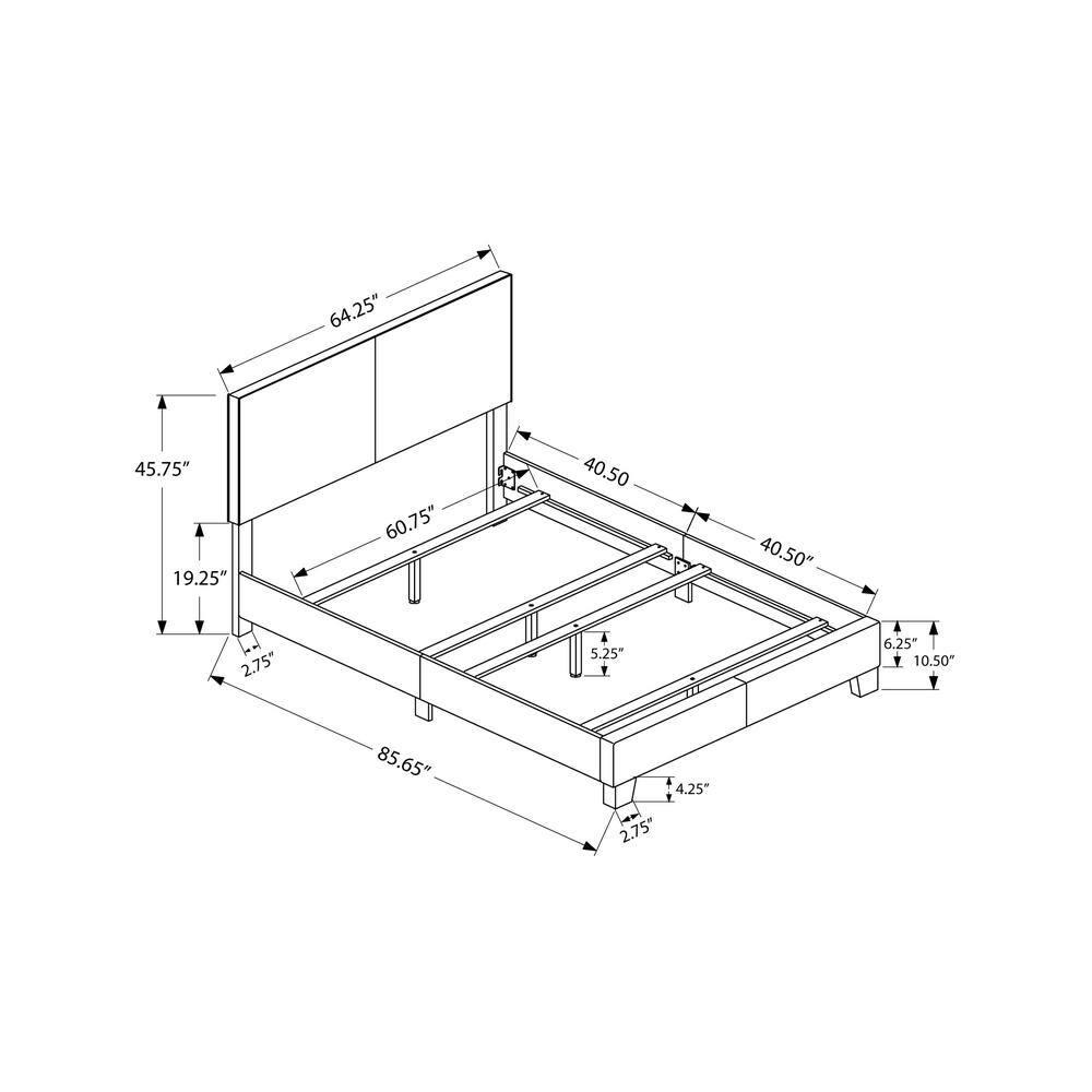 Engelhard Bed, Queen Size, Platform, Bedroom, Frame, Upholstered, Pu Leather Look, Transitional