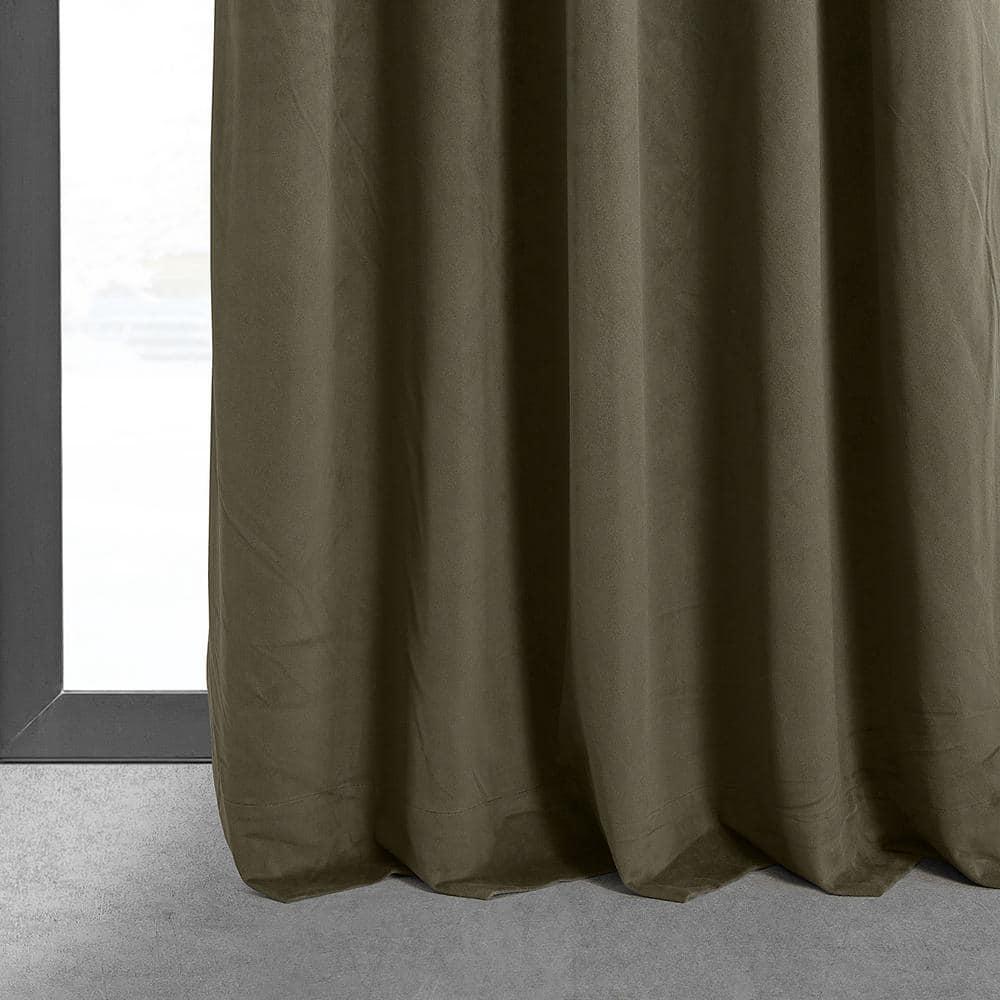 Half Price Drapes Signature Denver Taupe Velvet Blackout Curtains For Bedroom(1 Panel), 50WX 96L