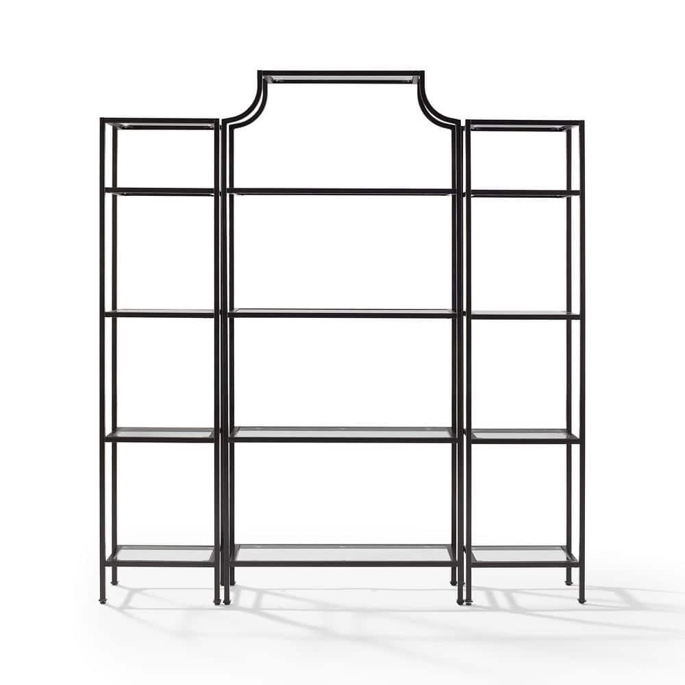 80.5" 3pc Aimee Narrow Etagere Set Oil Rubbed Bronze - Crosley: Tempered Glass Display, Steel Frame, Fixed Shelves