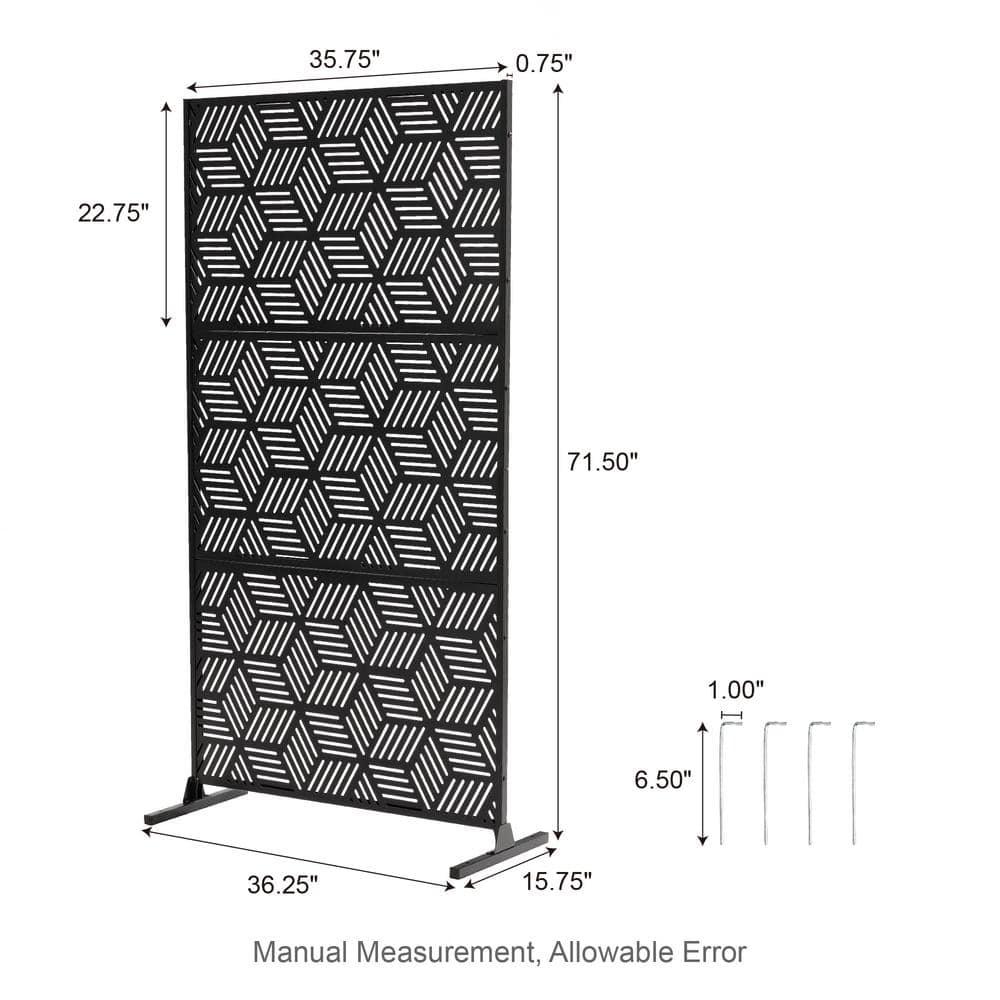 Glitzhome Geometric Privacy Screen Fence Panel Room Divider with Riser Feet